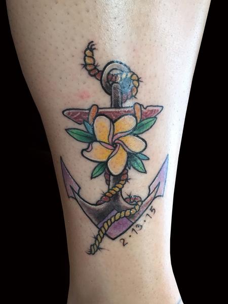 Tattoos - Plumeria Anchor - 106316